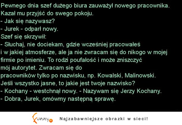 Pewnego dnia szef dużego biura zauważyl nowego pracownika! ZOBACZ jak to się skończyło :-)