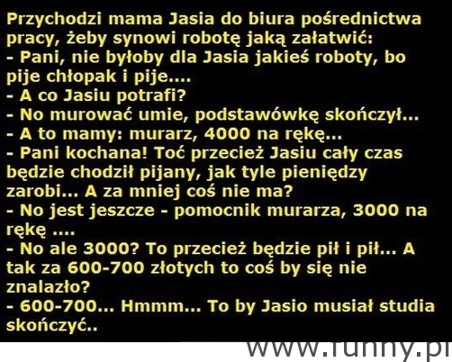 jasio szuka pracy