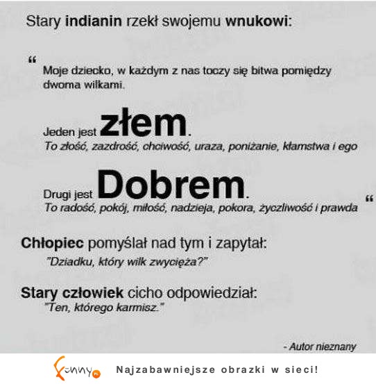 Bajka o dobrym i złym wilku, czyli o walce w każdym z nas ;)