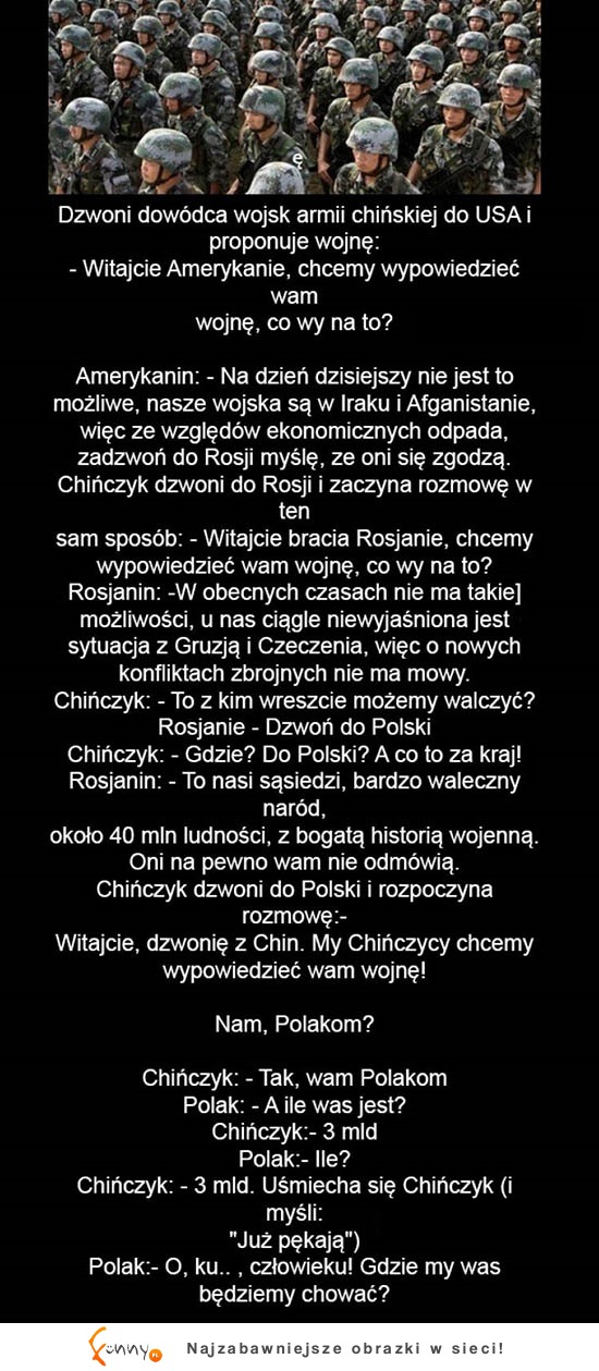 Chiny chcą wypowiedzieć wojne POLSCE! Zobacz co my na to ;)