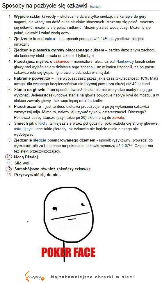 Sposoby na pozbycie sie czkawki! 10 i 12 najlepsze o.O