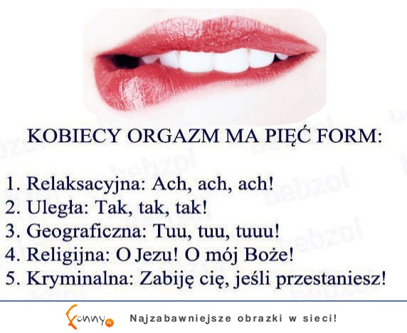 Kobiecy orgazm ma pięć form :)