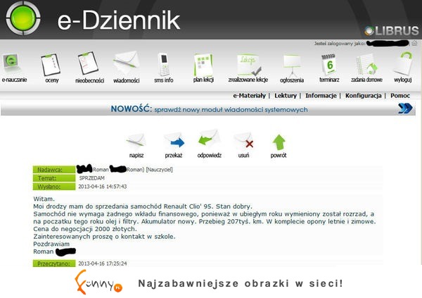 Zobacz co nauczyciel wysłał swojemu uczniowi na email! Chyba mu się coś pomyliło..