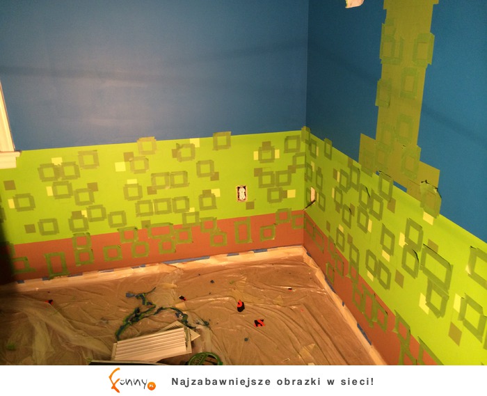 Matka zaprojektowa swojemu synowi pokój w stylu MINECRAFT, wow!