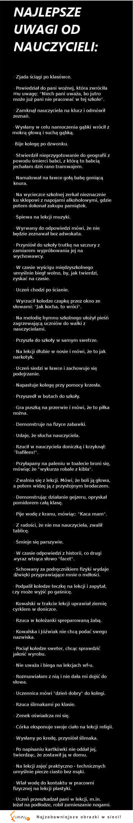 Najlepsze uwagi od nauczyciela! Też takie słyszałeś! :D