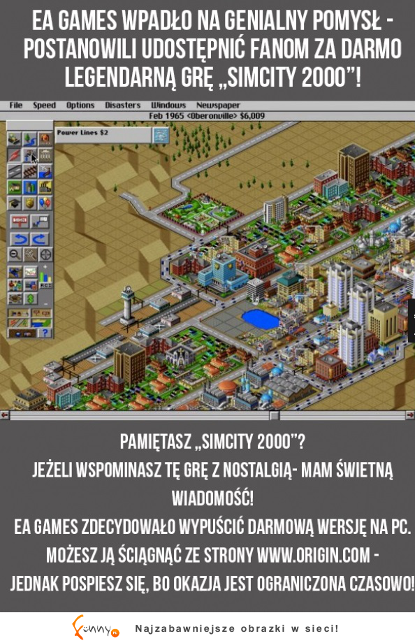 Super okazja! SimCity 2000 za darmo Dziękujemy EA GAMES