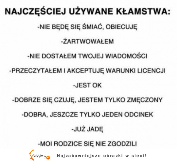 Najczęściej używane kłamstwa