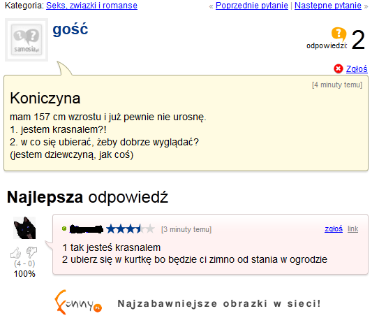 Ma 157cm wzrostu i ma dwa pytania. Zobacz co jej odpisali! :D