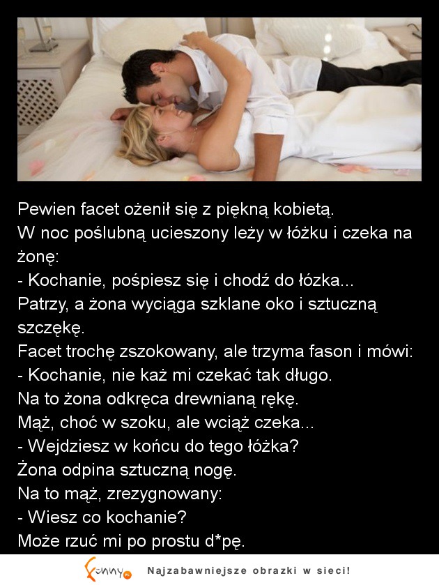 Sprawdź jak zakończyła się NOC POŚLUBNA PEWNYCH NOWOŻEŃCÓW, biedny facet...