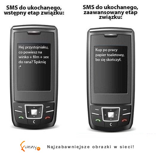 SMS od ukochanego w różnych etapach związku ;D