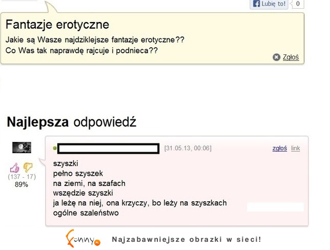 Zapytała o fantazje erotyczne, zobacz co gość jej oodpisał, haha