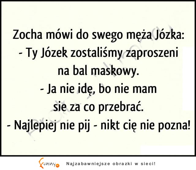 Żona chce aby mąż poszedł z nią na bal maskowy a ten się wykręca. Ale ona ma najlepszy sposób na przebranie :D