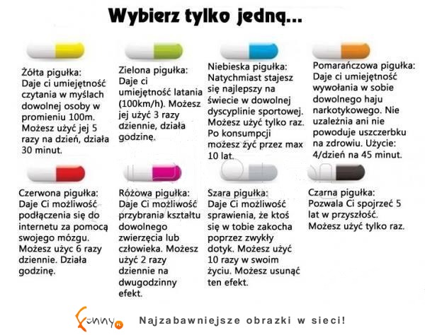 Pamiętajcie wybierzcie tylko jedną pigułkę ;) Ja biore ŻÓŁTĄ