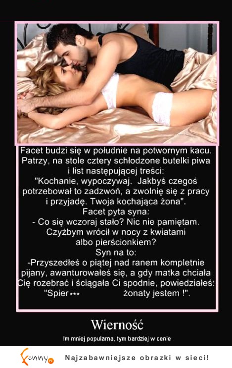 Kawał na dziś: Facet budzi się rano na potwornym kacu.. Kawał na dziś: Facet budzi się rano na potwornym kacu..