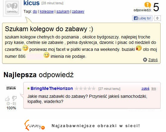 Szuka kolegów do zabawy, ale jest jeden warunek! Zobacz czego oczekuje...