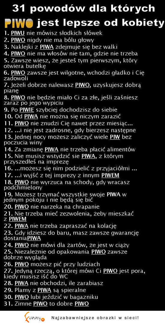 Dlaczego PIWO jeste lepsze od KOBIET. HAHA BEKA!