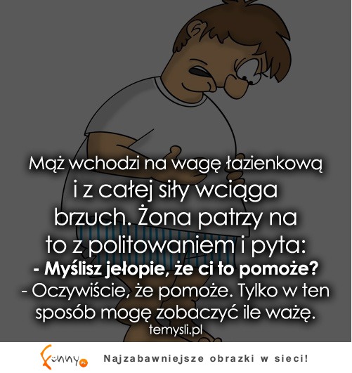 Mąż wchodzi na wagę łazienkową! :)