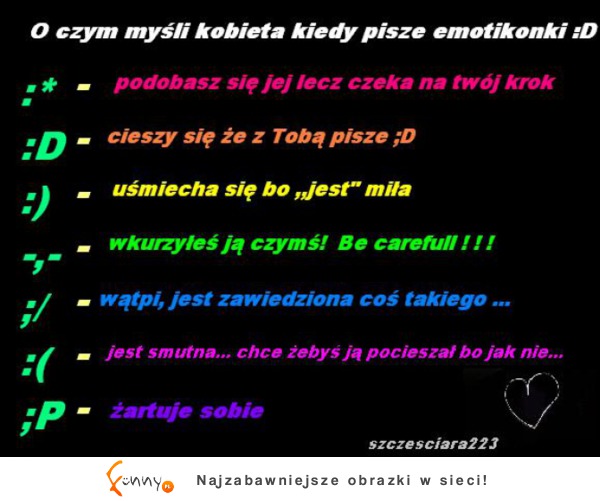 O czym myśli kobieta, kiedy pisze emotiki! Przyda się :D