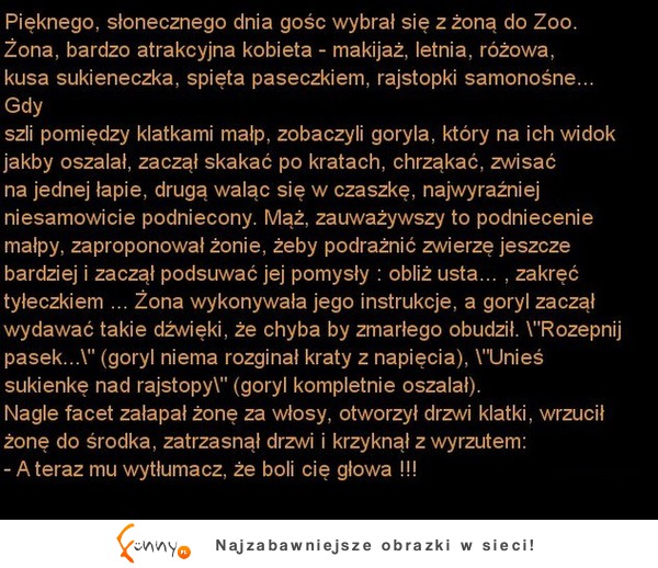 Mąz wybiera się z żoną do ZOO! Haha DOBRY KAWAŁ :D