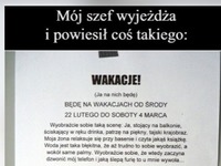 Mój szef wyjeżdzał na wakacje