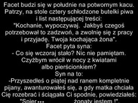 ŻART: Facet budzi się na potwornym kacu i znajduje karteczkę od żony...