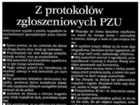 Z protokołów zgłoszeniowych PZU