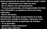 Facet postanowił się ożenić. Przedstawia trzy kandydatki swojej matce i mówi...  :-)