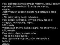 Przedszkolanka pomaga Jasiowi z butami! Ale ją załatwił! haha! :D