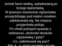 Jechał facet wielką, wyładowaną po brzegi ciężarówką. :D