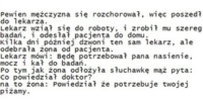 Mąż sie rozchorował a z lekarzem rozmawiała żona. Jej odpowiedź HAHA PADNIESZ