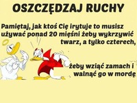 Oszczędzaj ruchy! Jak się zdenerwujesz to...! HAHA!