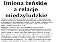 Imiona żeńskie a relacje międzyludzkie! Zobacz co oznacza Twoje imię!