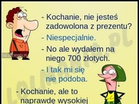 O MASAKRA mąż pyta żony czy jest zadowolona z prezentu a ona jak zwykle marudzi. Ale jak przeczytasz co jej kupił to padniesz XD