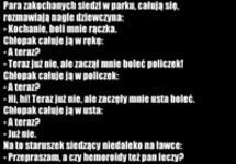 Para zakochanych siedzi w parku, całują się...