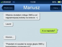 Ten pierwszy SMS od niej ;)