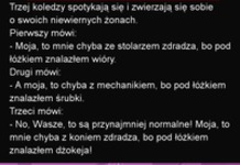 Trzej koledzy spotykają się i zwierzają się sobie o swoich niewiernych żona...