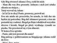 Bóg dał Adamowi i Ewie po prezencie. Zgadnij co dostała Ewa XD