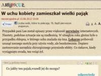 W uchu kobiety zamieszkał wielki pająk o.O