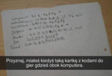 Kartka z kodami