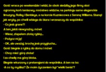 Kawał Gość wraca po weekendzie i widzi, że obok siedziby jego firmy stoi ogromny kort tenisowy