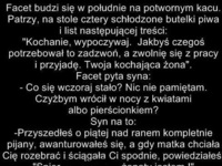 ŻART Facet budzi się na potwornym kacu i znajduje karteczkę od żony... :D