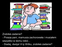 Jasiu nie odrobił ZADANIA DOMOWEGO. Wszystko przez dziką balangę! Mega kawał! :)