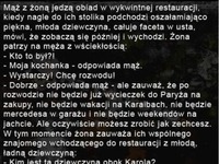 Mąż z żoną jedzą obiad w wykwintnej restauracji. Zobacz co się wydarzyło! :D