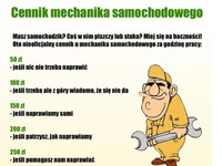 Każdy kto był u MECHANIKA wie jak to wygląda na prawdę! Zobacz CENNIK MECHANIKA SAMOCHODOWEGO-dobre :>