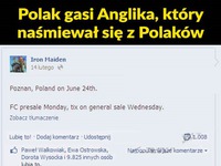 Polak RIPOSTUJE  obraźliwy komentarz Anglika pod postem Iron Maiden! MEGA!