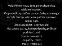 Małżeństwo, nowy dom, piękna łazienka z wieloma lustrami :D