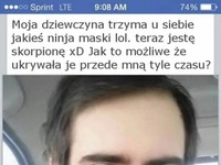 Znalazł w szufladzie swojej dziewczyny maskę tylko chyba żle ją zastosował XD