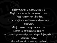 Pijany Kowalski idzie przez park! :D