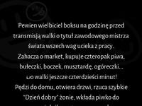 Facet biegnie po pracy do domu na mecz bokserski a co się wydarzy na końcu to czysta magia X