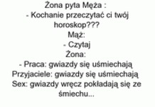 Dobre! Żona czyta mężowi horoskop, a na końcu ma z niego beke XD